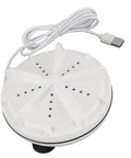 Compact Portable Mini Washer With USB Powered Slick Spiral Wash Tech perfect for dorms and camping, featuring a white ABS body.
