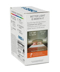 Exceptional Series A19 Dimmable LED Bulb 2700K Soft White packaging with product info and comparison chart