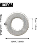 Heavy Duty Flat Washers 100 Pack One Quarter Inch Inside Diameter Five Eighths Inch Outside Diameter Point Zero Four Inch Thick