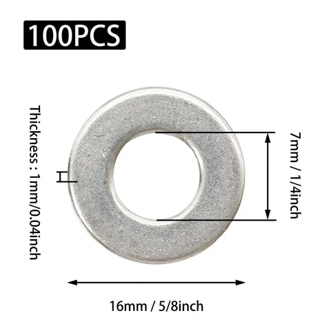 Heavy Duty Flat Washers 100 Pack One Quarter Inch Inside Diameter Five Eighths Inch Outside Diameter Point Zero Four Inch Thick