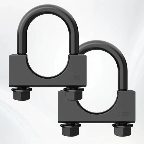 Heavy Duty 1.25 Inch Exhaust Clamps U Bolt Saddle Type Stainless Steel With Anti Corrosion Black Finish 2 Pack Muffler Clamps