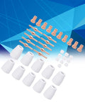 Plasma Cutter Consumables Kit With Cups Electrodes Ring Tips And Accessories For CT312 CUT50 on a blue abstract background