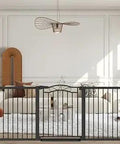 Extra Wide Baby Gate With Door For Stairs And Openings Black Walk Through Safety Gate Pressure Mounted No Drill 30-Inch Tall