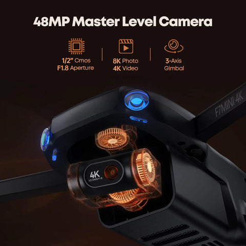 Close-up of the F7MINI 4K RC Drone With 1080P Screen 20000ft Transmission 64Min Flight 3 Axis Gimbal 249g FAA Exempt GPS Track
