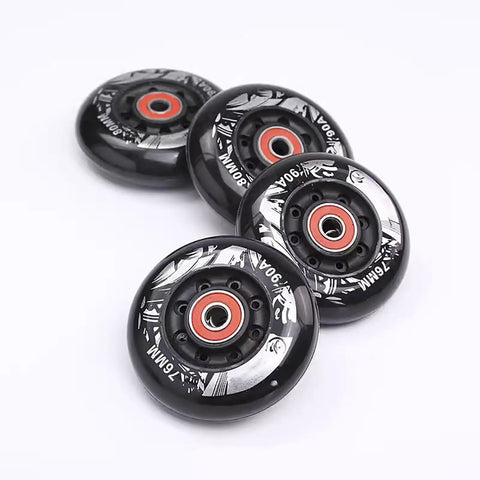 60mm Inline Skate Wheels 90A Hardness Replacement Pack With Bearings For Indoor And Outdoor Skating Durable Fast Rolling 4 Pack Built For Street And Rink