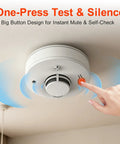 Battery Operated Home Fire Alarm With Test Button And Low Battery Alert 10 Year Photoelectric Sensor Core For Smoldering Fires In Furniture Reliable Household Safety Detector For Easy Install And Peace of Mind, ceiling-mounted