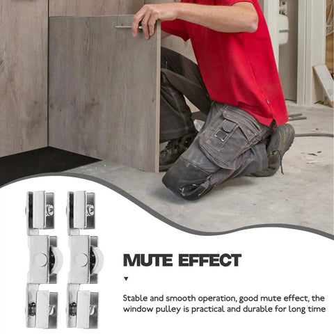 Tough As Nails Sliding Door Rollers Set Of Eight Premium Steel Pulley Wheels for smooth closet door glide installed.