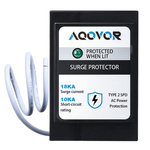 Slick Whole Panel Circuit Breaker Surge Protector Serving 18 Kiloamp Load Across Dual Branch Spaces For Residential Electrical Panels featuring pigtail hookup.