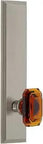 Carre Tall Plate Baguette Amber Knob Single Dummy Satin Nickel Finish Forged Brass Door Hardware For 84 Inch Or Higher Doors Includes Drilling Template And Mounting Hardware No Latch
