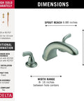 Roman Tub Faucet Trim Kit With 2 Handle Operation In Stainless Finish With dimensions for 3 Hole Installation