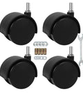 Heavy Duty 2 Inch Stem Casters That Roll Slick As Butter For Living Room Furniture And Mobile Workstations Featuring Bulletproof Steel Cores and installation hardware.