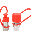 Badass Flat Face Hydraulic Quick Coupler Set 1 4In Npt Iso16028 Carbon Steel Connectors Zinc Coated For Excavators Works On Rigs Daily No Leaks At High Pressure Reliable Power Transfer Gear For Mechanics To Fix Stuff Fast And Real Hardcore Use, red capped hydraulic couplers