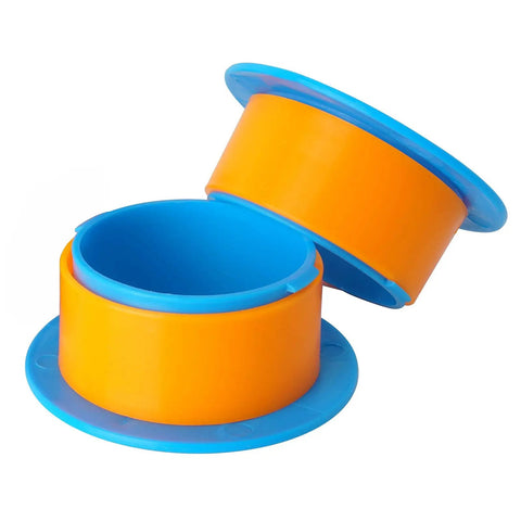 Two Pack Stretch Film Dispensers Hand Saver for 3 Inch Core Blue, Plastic Wrapping Tool for Faster, Tighter Wraps, Smooth Grip Handle, Protect Your Hands, Durable and Easy to Use, shown stacked