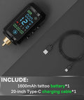 Wireless Tattoo Battery Pack 1600mAh Ultra Light 55g Portable Power Supply For Beginners RCA Compatible Cordless Ink Sessions Ideal For Studio Conventions And On The Go, black with Type-C cable