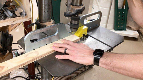 Drill Press Fence Pro With Switchable Magnets For Slick, Precise Woodworking On Drill Tables, Magnetic Fence System in use