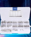 340 Piece Stainless Steel Set Screw Kit With Hex Adapters And Six Wrenches For M2.5 To M8 Machine Screws in plastic case