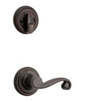 Shelburne Single Cylinder Handleset With Lido Lever And SmartKey In Venetian Bronze for exterior keyed entry, close-up view