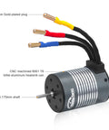 Waterproof S3650 4300KV Brushless Motor with 60A ESC Combo Set for 1/10 RC Cars and Trucks, 3.175mm shaft, red heatsink visible