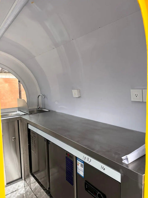 Kickstart Your Side Gig With This Rock Solid Custom Concession Food Truck Trailer Loaded Up With A Full Stainless Steel Mobile Kitchen view of the interior counter.