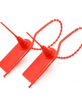 Plastic Tamper Seals Set Of 100 Pull Tight Security Seals With Breakaway Tags Numbered Zip Ties Self Locking Disposable For Fire Extinguishers And Emergency Carts Tear Off Type 210mm Length, red