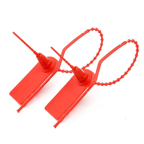 Plastic Tamper Seals Set Of 100 Pull Tight Security Seals With Breakaway Tags Numbered Zip Ties Self Locking Disposable For Fire Extinguishers And Emergency Carts Tear Off Type 210mm Length, red