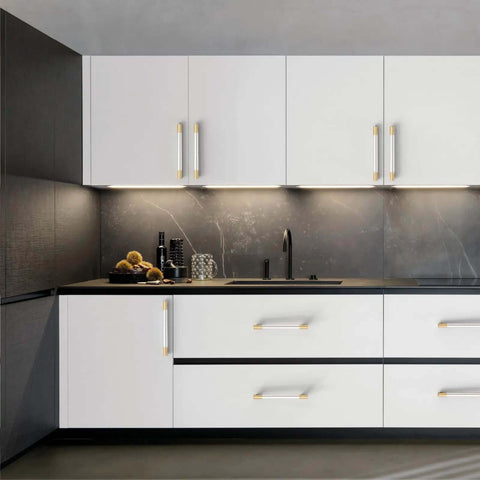 Top Tier Gold And Nickel Knurled Cabinet Handles Heavy Duty Kitchen Pulls No Sweat Install 3 Inch Centers 10 Pack on modern kitchen cabinets.