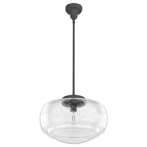 Saddle Creek 1 Light Noble Bronze Pendant With Seeded Glass Shade Dimmable Schoolhouse Ceiling Fixture For Kitchen Dining Living Rooms Bedroom And More Cozy Rooms
