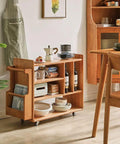 Wooden kitchen cart with shelves on 4 Pack 1 Inch Swivel Caster Wheels With Mini Threaded Stem M6x15mm Rubber TPE for organization
