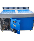 Heavy Duty Metal Working Downdraft Table With Side Suction Plate And Dust Collection Drum For Welding Grind Stations 2.2KW 220V, showing perforated surface and internal motor.