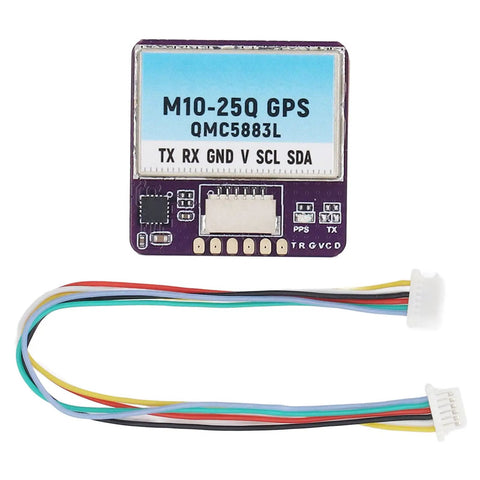 M10-25Q Pro Grade GPS Module For FPV Racing Drones with cable, 25x25mm, ceramic antenna, compass integration, low power