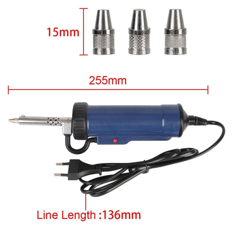Portable Tin Solder Desoldering Vacuum Pump with 3 suction nozzles and power cord