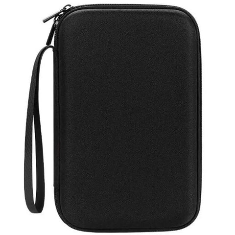 Kickass Hard Shell Cable Organizer Case Featuring Legit Shockproof Padding and Smart Double Layer Dividers, black compact exterior