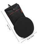 Road Ready Oxford Fabric Drum Storage Bag With Hella Tough Waterproof Seams For Packing Sticks Pedals And Percussion Gear On Long Haul Tours Or Weekend Campouts, shown from the side, black design measuring 60 cm by 35 cm.