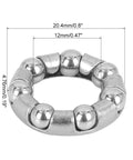 4 Pack Bicycle Ball Bearing Retainers With 7 Balls Each, Steel Cages For Crank And Wheel Bearings, Outer 20.4mm Inner 12mm, shown.