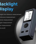 Pocket Size Laser Distance Meter 164 Ft Range USB Rechargeable with backlight display for precise area measurements.
