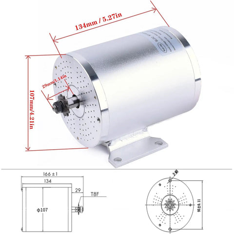 72V 3000W Brushless Motor Kit with dimensions shown; aluminum body and mounting base for scooters and motorcycles.