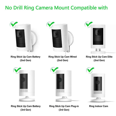 2 Pack No Drill Camera Wall Mount Bracket For Ring And Wyze Security Cameras 360 Adjustable used for multiple Ring camera models.