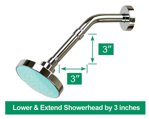 Shower Arm Extension 4 Inch Chrome Finish Stainless Steel Built Tough No Fuss Easy Install Shower Head Extender With Standard USA Thread