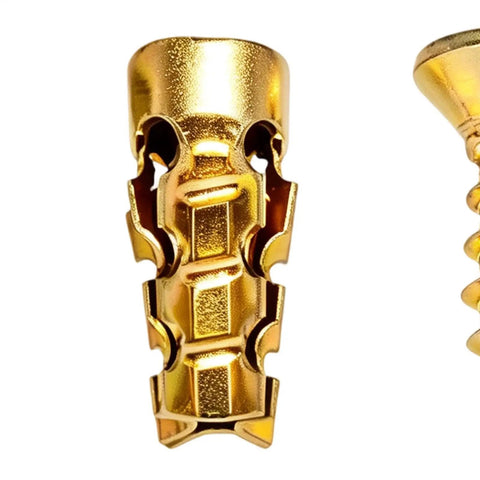 20-Piece Heavy Duty Cabinet Hinge Screws Set For Hole Repair And Door Stabilization Deep Grip Expansion Fasteners To Stop Sagging And Misalignment From Daily Slams Built Tough For Kitchen Cabinets, gold expansion anchor close-up