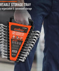 Rock Solid 12 Piece Metric Wrench Set With Compact Storage Holder Crafted From Tough Chrome Vanadium Steel And 12 Point Box Ends Covering 8mm To 19mm For Reliable Auto Shop Repairs in portable storage tray.