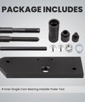 Front view of maXpeedingrods cam bearing installer/puller kit for Harley Evolution; bolts, sleeves, nuts, washers