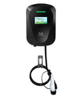 Beefy Power Level 2 Wall Mounted EV Charger Black For Commercial And Home Use With LCD Display Delivers 11.5KW At 48A 120 To 250V And Full Connectivity 4G WiFi Bluetooth RFID Ethernet For Easy Smart Charging