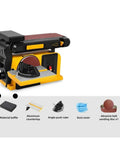 Heavy Desktop Belt Sander And Disc Grinder Combo Built Different Heavy Duty Bench Sanding Machine For Wood Metal Plastic Polishing Home Diy Kickass Project Gear with aluminum countertop and dust cover.