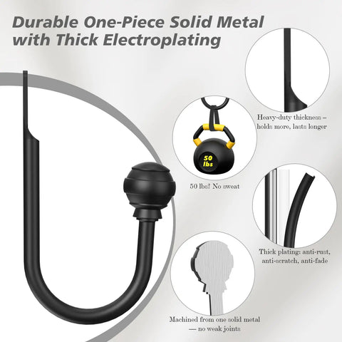 Premium Matte Black Curtain Holdbacks Set Of 2 Heavy Duty Wall Mounted Drapery Tieback Hooks Including Screws And Drywall Anchors For No Sweat Setup And Fresh Window Glow