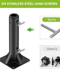 Heavy Duty Deck Mount Umbrella Holder with 304 stainless steel hand screws, fully welded steel base