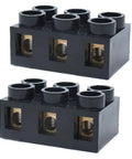 Dual Row 3 Position Screw Terminal Block Kit 500V 60A Electrical Barrier Strip 2 Pack Brass Screw ABS Housing With Insulated Terminals For Secure Wire Connections And Plug In Ready Mounting In Industrial Wiring JX5 6003