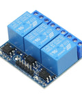Three Channel 5V Relay Module with Optocoupler Isolation for Arduino Projects, blue compact expansion board, 63x42mm size