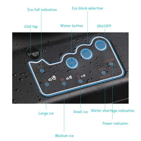 Portable Countertop Ice Maker Pumping Out 55 Lbs Of Irresistible Chewable Bullet Ice Daily Featuring A Sweet Two In One Water Jug Setup That Runs On Low Noise For Chill Home Office Routines control panel with ice size options and indicators.