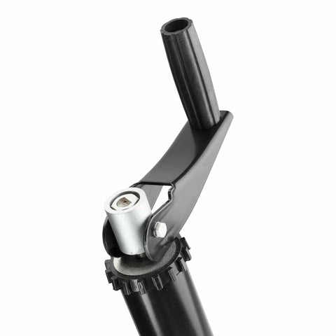 Close-up of Quick Drop Tongue Jack For A-Frame Trailers, Cargo And Utility Trailers, And 5th Wheel RVs, power or manual operation, black.