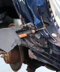 Nitro Series Straight Line Die Grinder Featuring 0.5 Horsepower Motor in use on metal, designed for precision trimming and smoothing.